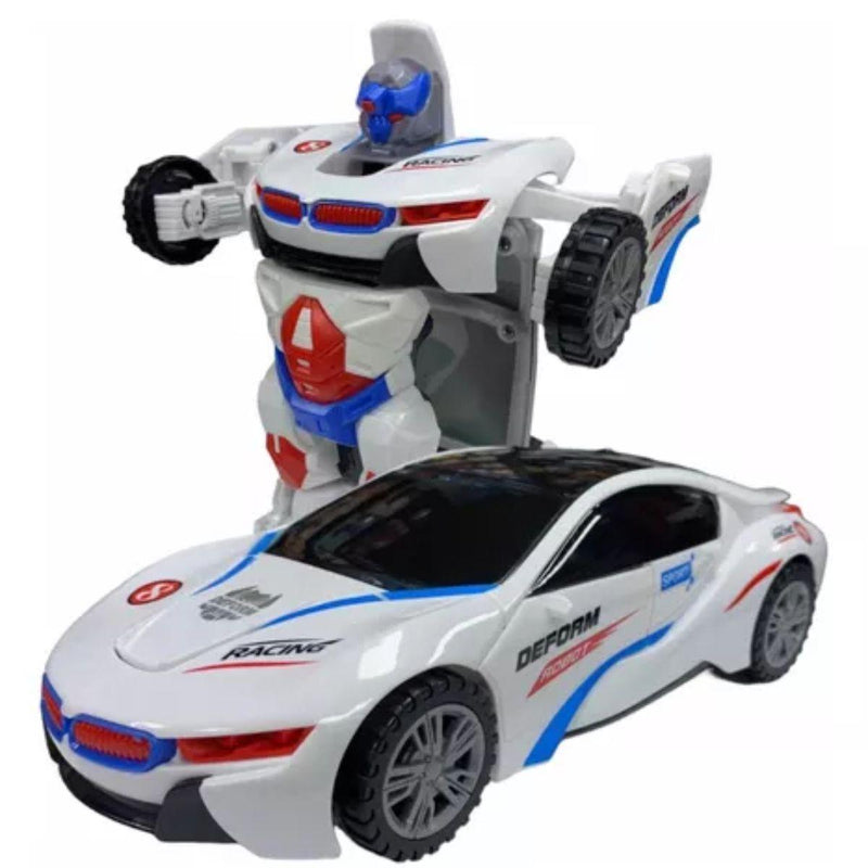 Carrinho Robot Deform Branco Transformer Boneco Robô