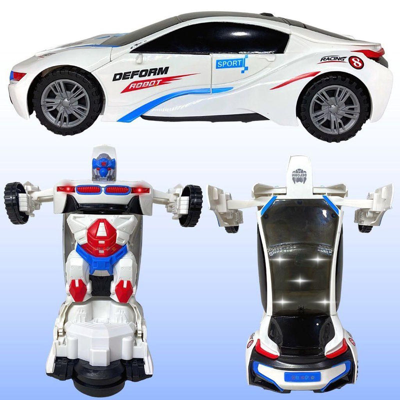 Carrinho Robot Deform Branco Transformer Boneco Robô