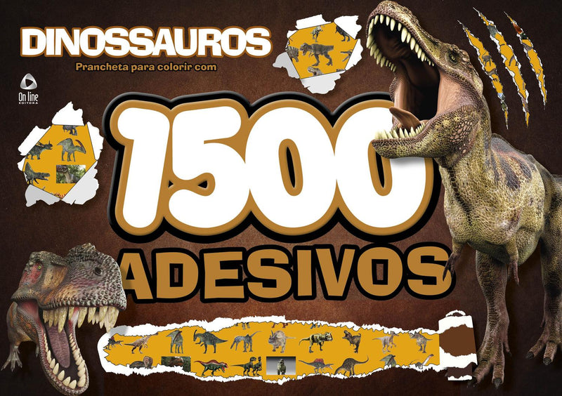 Livro Dinossauros Prancheta para Colorir com 1500 Adesivos