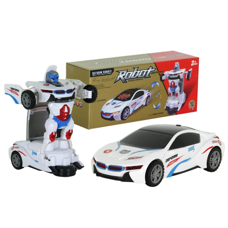 Carrinho Robot Deform Branco Transformer Boneco Robô