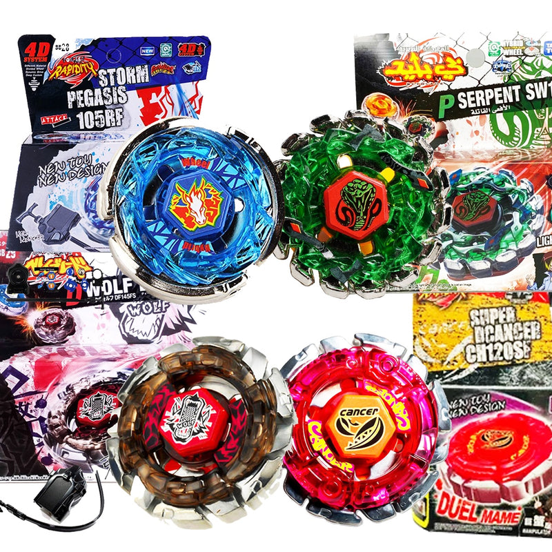 Kit 4 Beyblades Metal Fusion + 4 Lançadores - Top Gyro