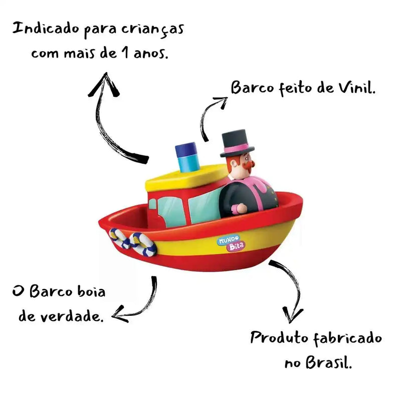 Barco de Borracha Mundo Bita Brinquedo Infantil para Banho Presente