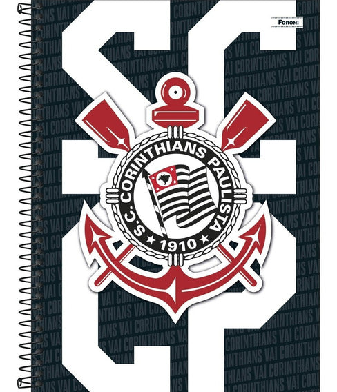 Kit 5 Cadernos Corinthians Espiral 80fls Foroni Corinthians