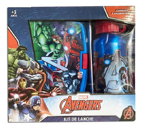 Kit de Lanche com Garrafa e Sanduicheira Avengers - 3794 - DTC