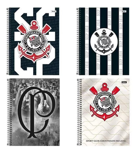 Kit 5 Cadernos Corinthians Espiral 80fls Foroni Corinthians