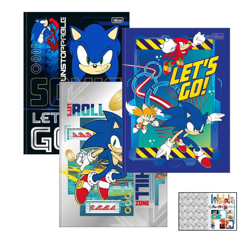 Kit 3 Caderno Brochurão Sonic 80Fls - Tilibra