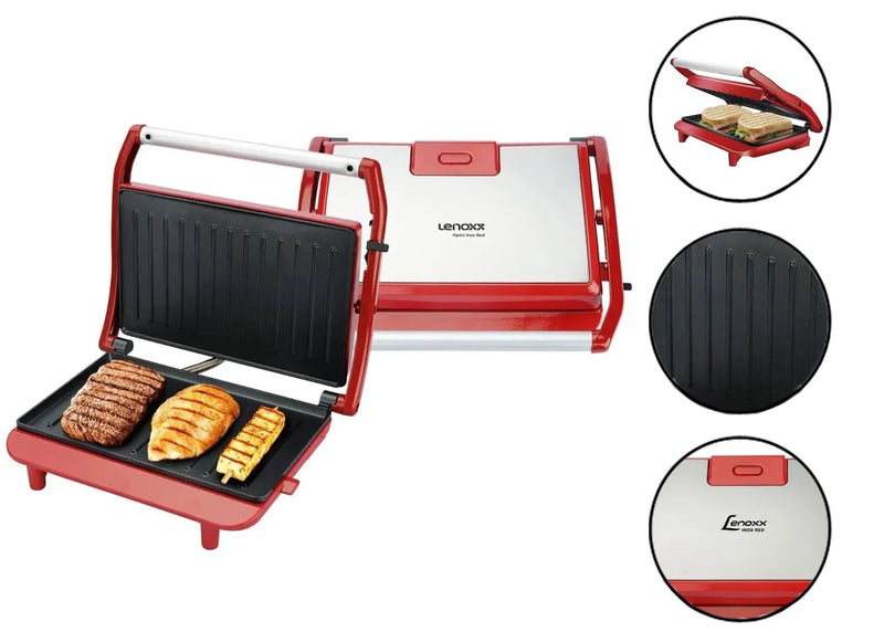 Grill e Sanduicheira 2 Em 1 Panini 850w Vermelho Chef Lenoxx