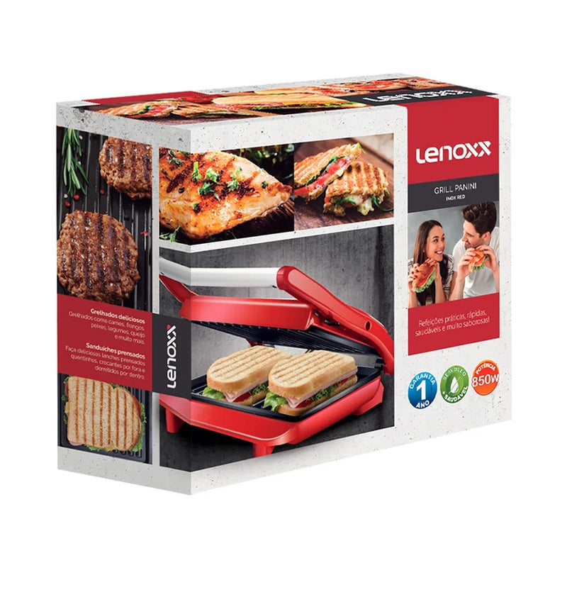 Grill e Sanduicheira 2 Em 1 Panini 850w Vermelho Chef Lenoxx