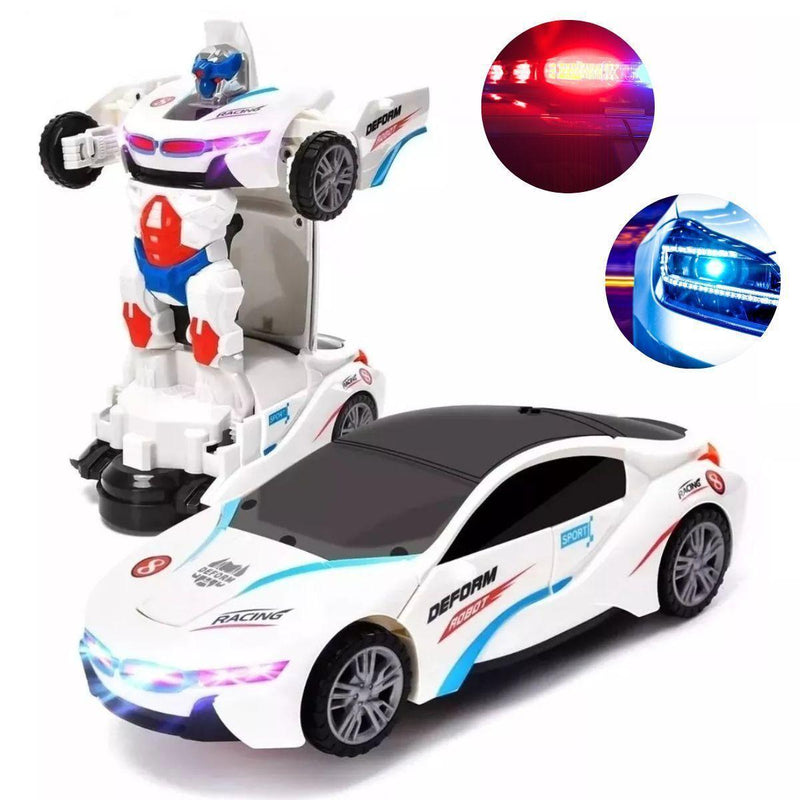 Carrinho Robot Deform Branco Transformer Boneco Robô