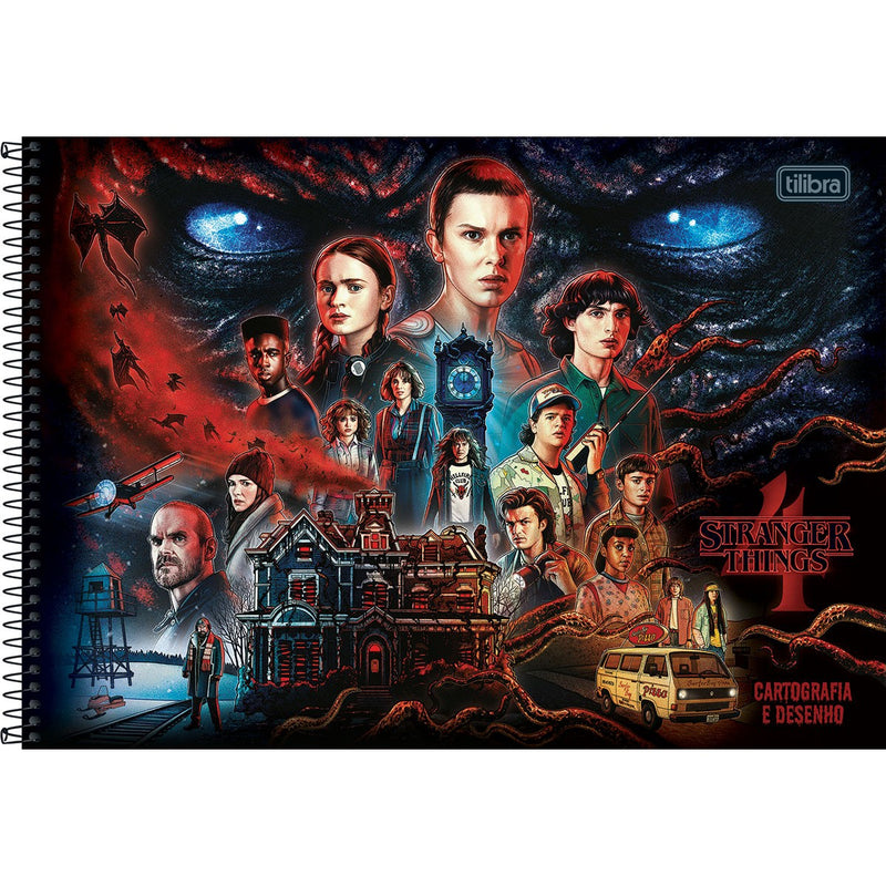 Caderno Desenho Cartografia Stranger Things Sortido 80Fls- Tilibra