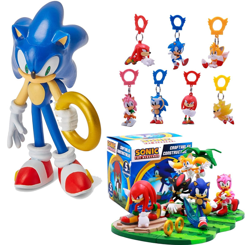 Kit Sonic: Boneco Sonic + Chaveiro + Mini Figura - DC Toys