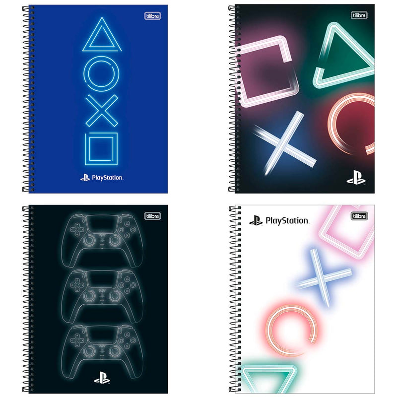 Caderno Playstation Espiral  PS4 PS5 160Fls - Tilibra