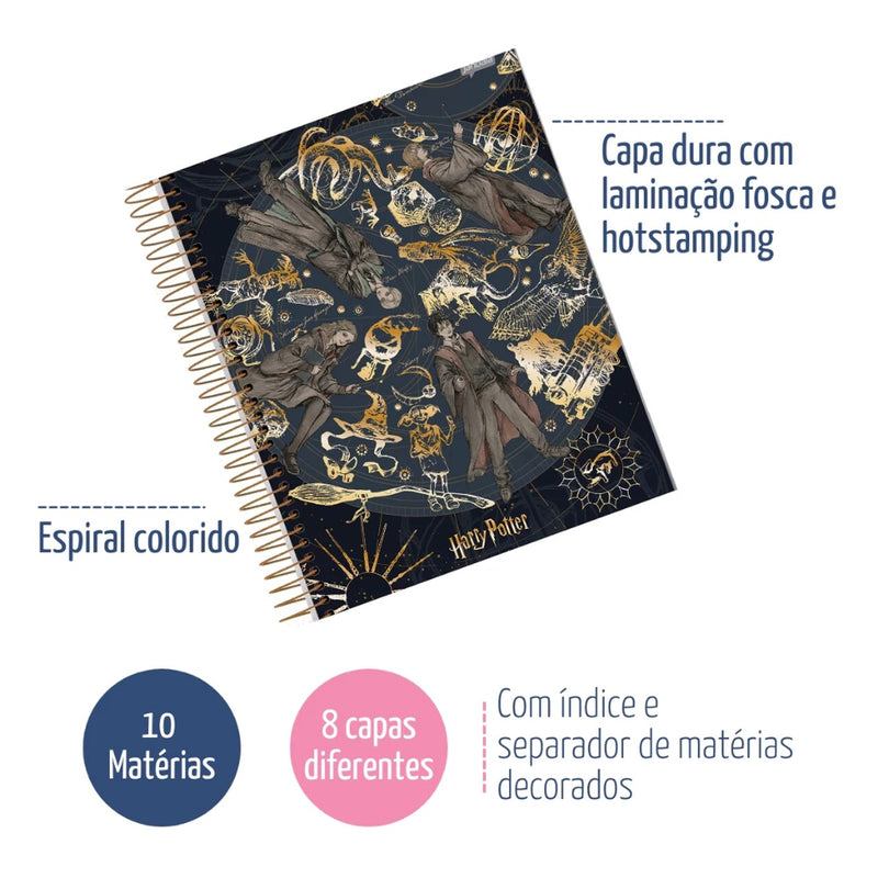 Caderno Harry Potter 10 Materias 200 Fls Decorada - Jandaia