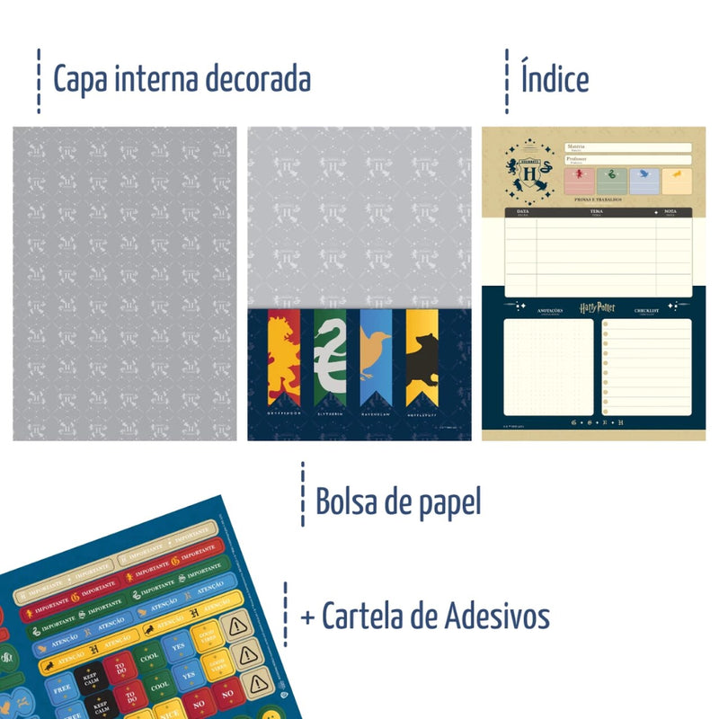 Caderno Harry Potter 10 Materias 200 Fls Decorada - Jandaia