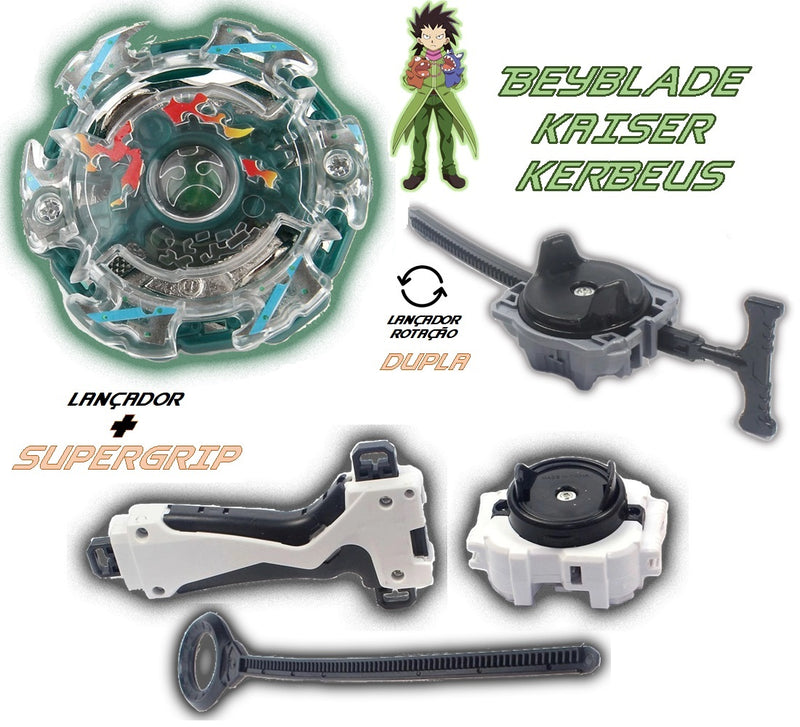 Kit 2 Beyblade Burst + 4 Lançadores Roktavor Vs Kerbeus Tornado Gyro