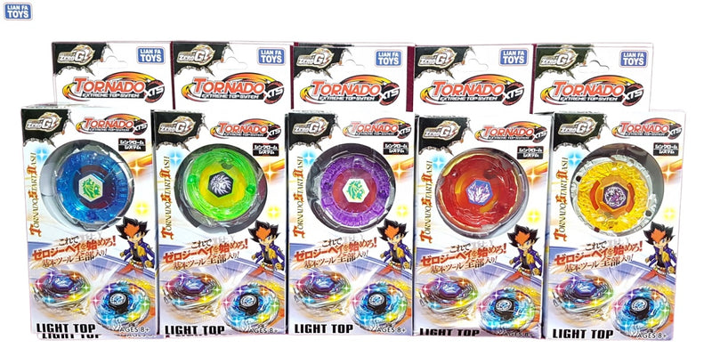 Kit 5 Metal Beyblade W/Led Speed ​​Light + 5 Launchers
