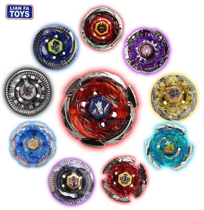 Kit 5 Metal Beyblade W/Led Speed ​​Light + 5 Launchers