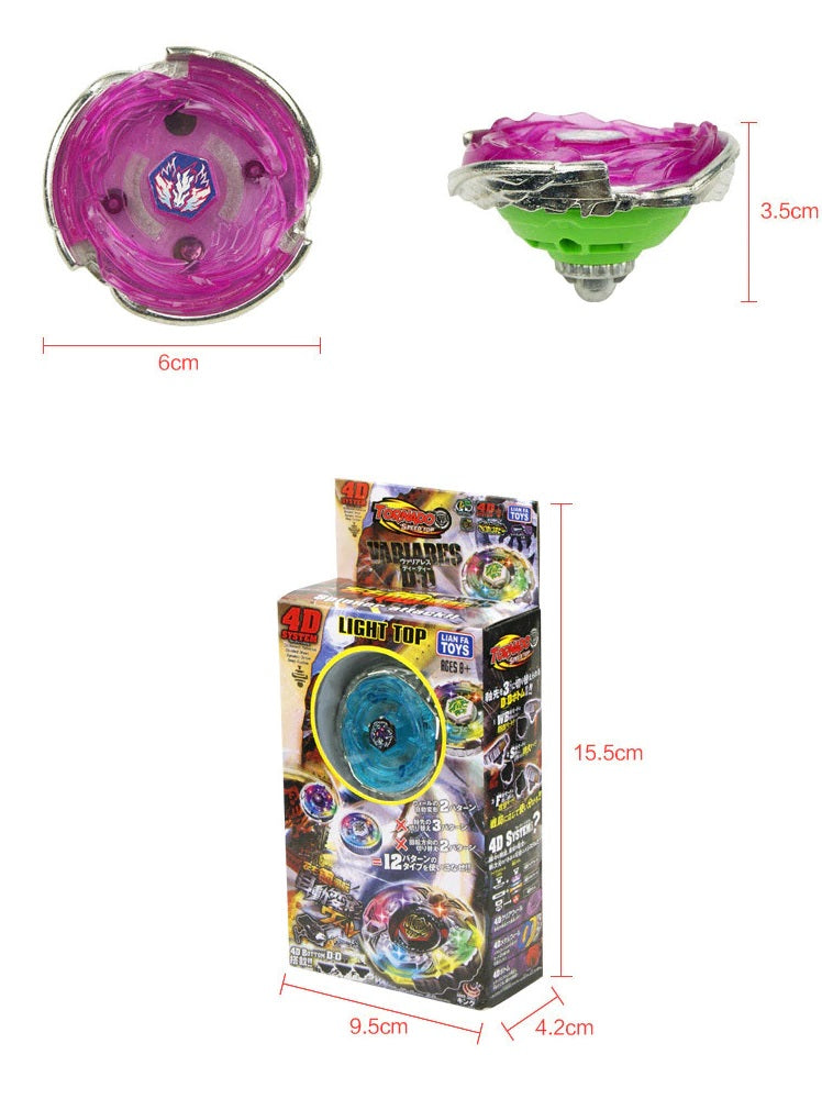 Kit 5 Metal Beyblade W/Led Speed ​​Light + 5 Launchers