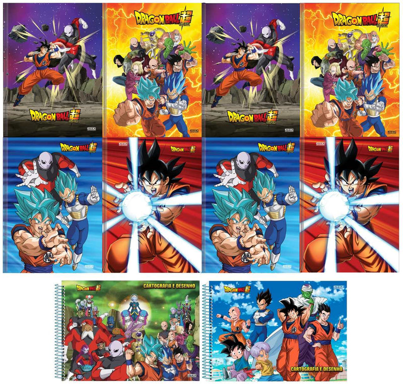 Kit 8 Caderno Dragon Ball Brochurão + 1 Desenho em Espiral