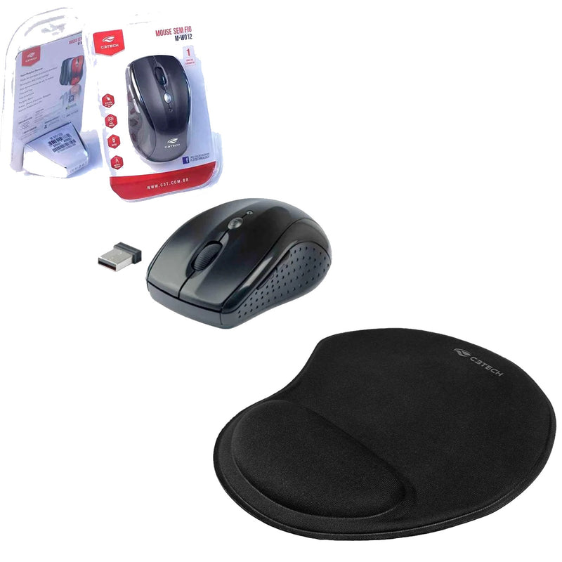 Kit Mouse S/Fio + Mousepad Ergonomico - C3 Tech