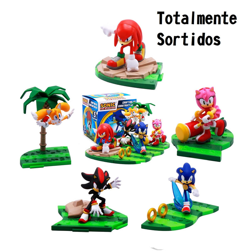 Kit 3 Bonecos Sonic, Knuclkes Montaveis Sortidos Craftables