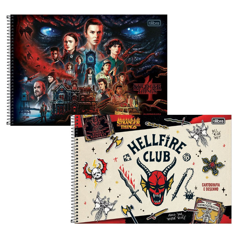 Caderno Desenho Cartografia Stranger Things Sortido 80Fls- Tilibra