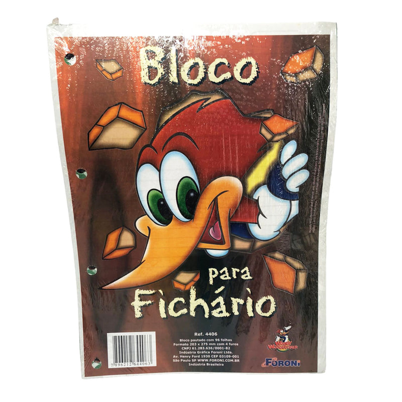 Bloco Fichario Pica-Pau Raridade 96fls - Foroni